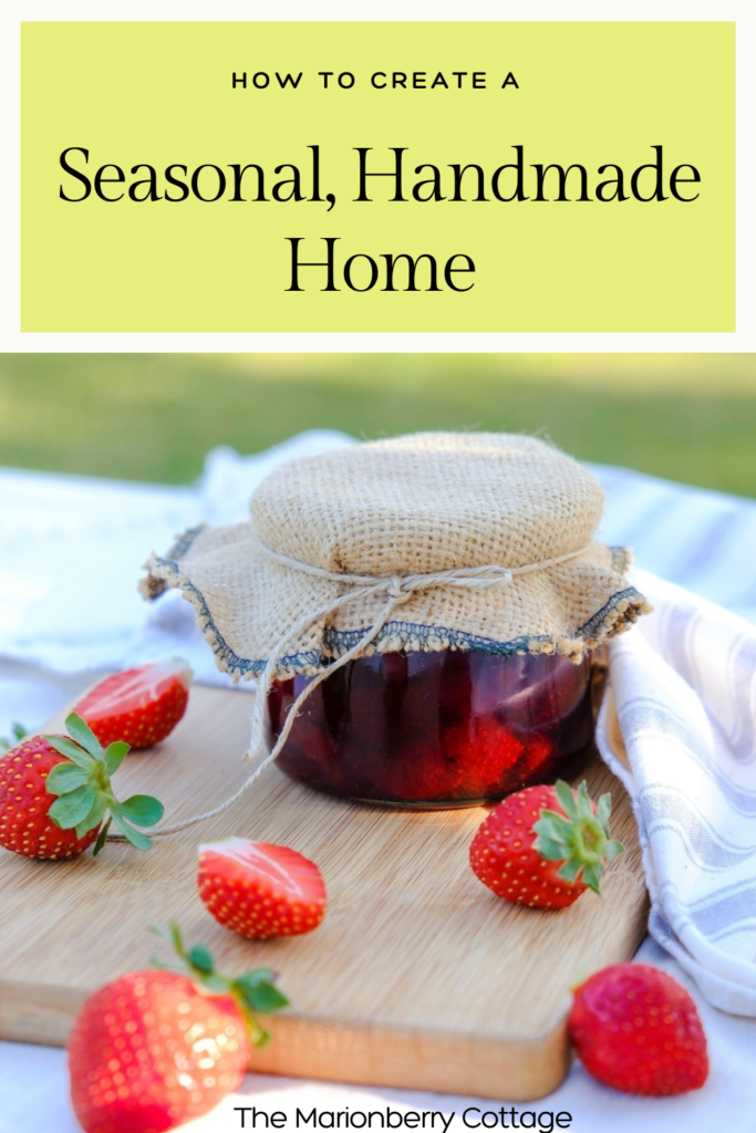 Pinterest pin for how to create a seasonal, handmade home blog post